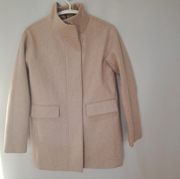 J. Crew Wool Blend Tan City Coat Size 2 Academia Style - Picture 5 of 15